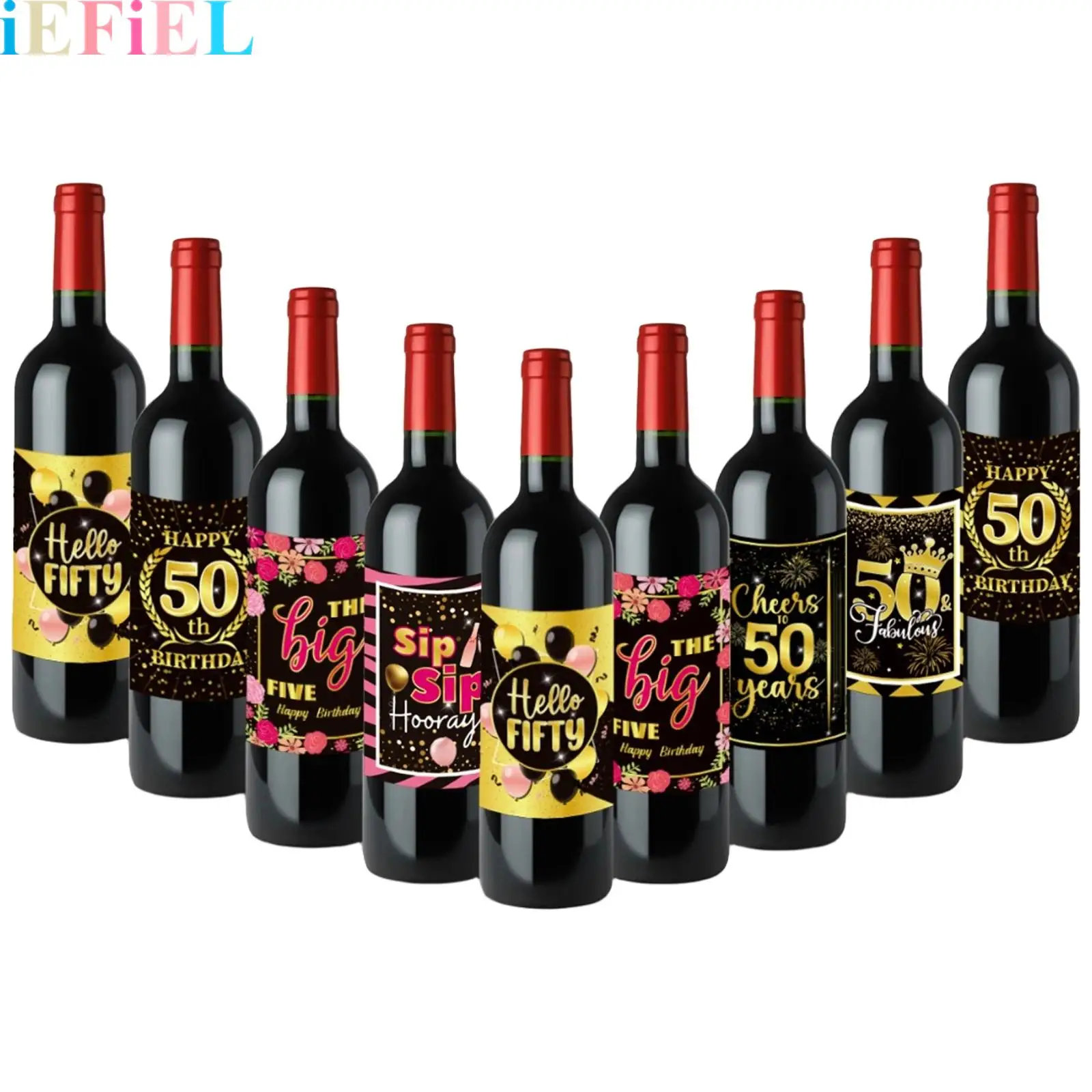 

1 Pack 6 Sheets Birthday Wine Bottle Labels Happy Birthday Party Decorations Stickers for Birthday Supplies
