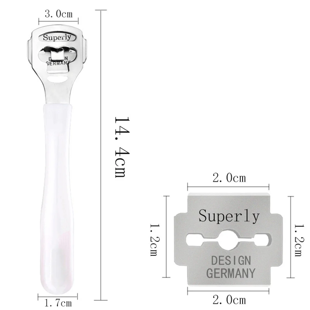 Kit d'outils pour enlever les callosités et pédicure, lime à pied en acier inoxydable, ensemble de rasoir blanc antidérapant, sans rouille, facile à utiliser, peau lisse