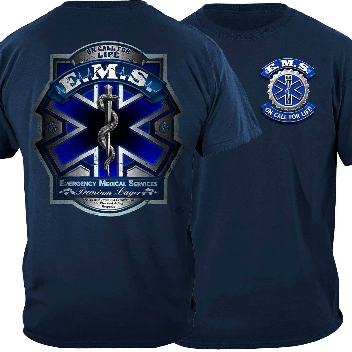 

Creative Design EMS Label Star of Life Badge T-Shirt. Summer Cotton O-Neck Short Sleeve Mens T Shirt New S-3XL