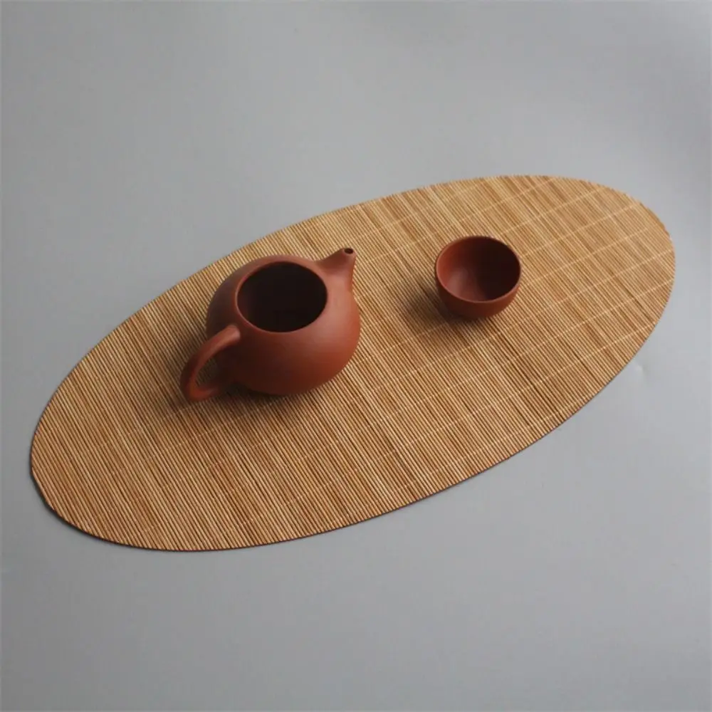 Multicolor Bamboo Tea Mat Multi-shape Anti Scalding Hand-woven Tea Mat Heat Insulation Zen Tea Mat Tea Ceremony Supplies