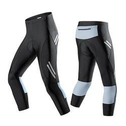 WOSAWE 3/4 Summer Breathable 3D Pad Compression Tights Men Cycling Pants Bike Bicycle Trousers MTB Road Bike Tights Refleective