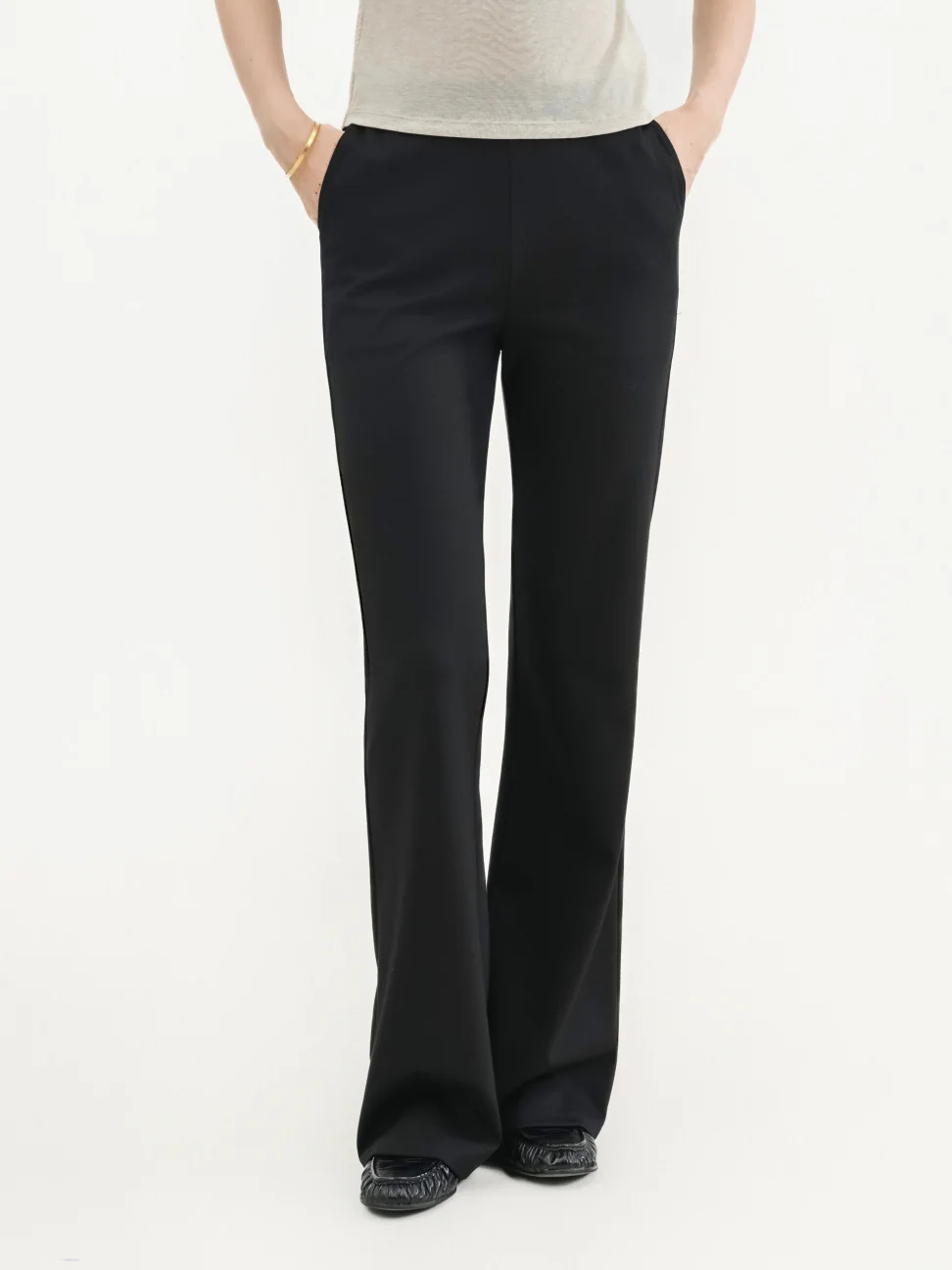 High Waist Elastic Korean Style Women's Pants Long Stretching Leg Slimming Micro Flared Trousers Casual Loose Fit Ladies