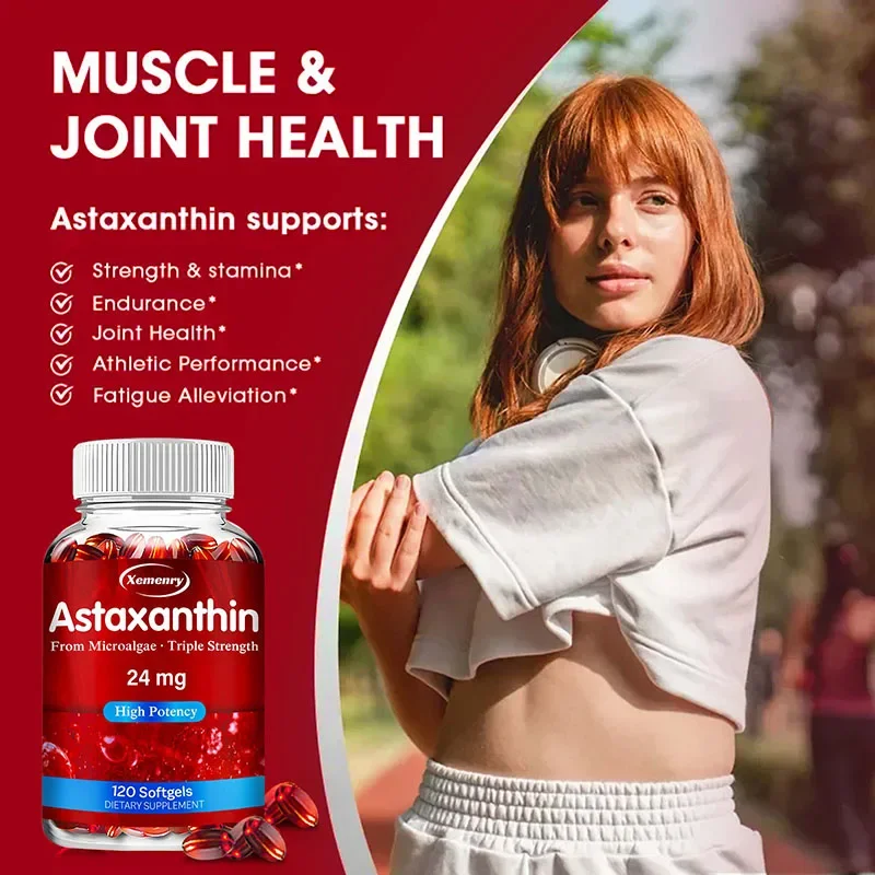 

Astaxanthin Capsules - Supports Skin, Heart and Cardiovascular Health, Promotes Cognitive Function, Accelerates Metabolism