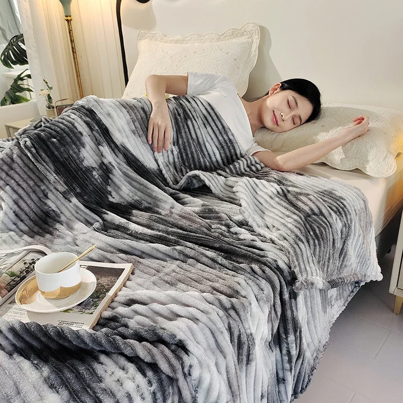 

2025 new 200g ink printing and dyeing drawing blanket spring and autumn ink splashing blanket household blanket