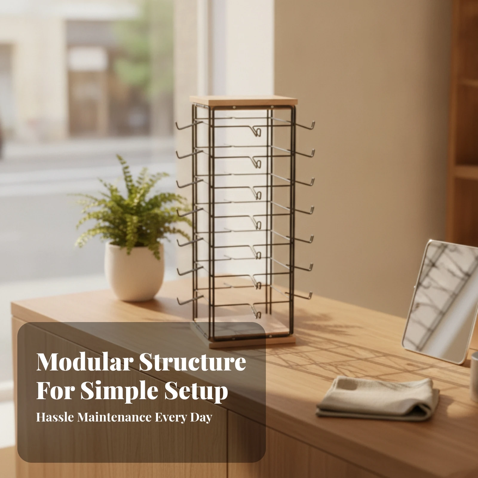Sunglasses Display Rack Wooden Rotating Eyewear Stand Revolving Display Stand Easy Browsing Store Fixture Sturdy Construction