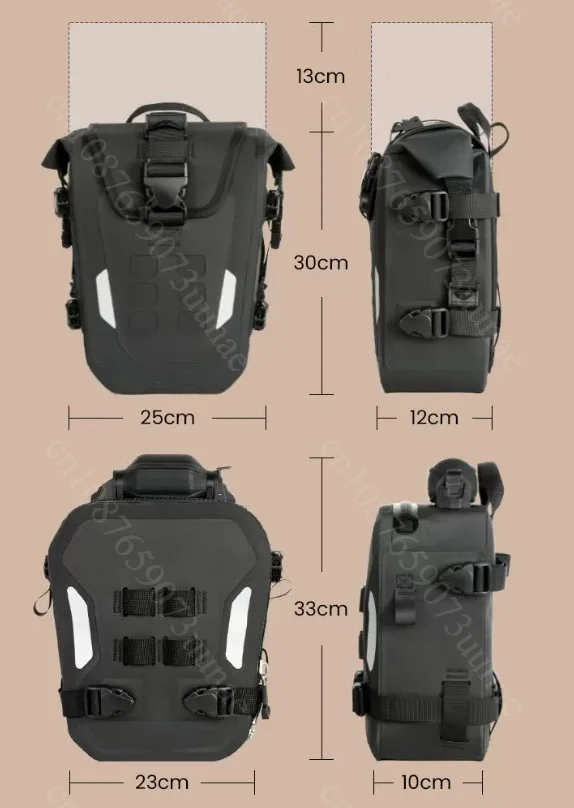 Motorcycle Airtight Crash Bar Bag Waterproof Reflective Anti-fall Modified Riding Storage Bag for Long Distance Motorcycle Trip