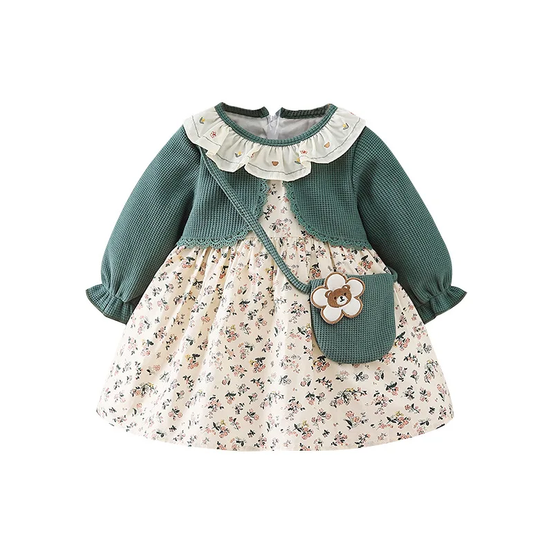 Spring Autumn Baby Girls Sweet Lace Princess Dress Children Kids Infants Flower Long Sleeve Dresses Baby Girls Cloths