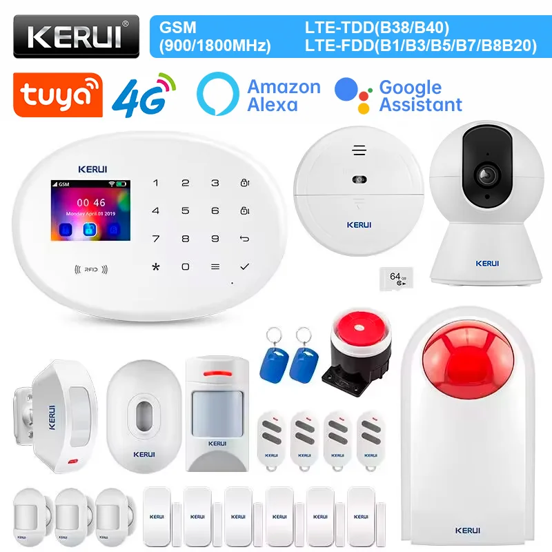 

KERUI W204 Alarm System Tuya Smart Home Kit 4G WIFI GSM Alarm IP Camera Security System Anti-pet Motion Sensor Detector