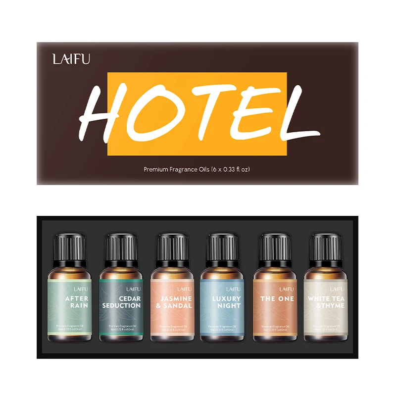 디퓨저, 아로마테라피, 비누 만들기, 휴식, 피부 및 헤어 케어, 천연 향료용 6x10ml 에센셜 오일 키트.