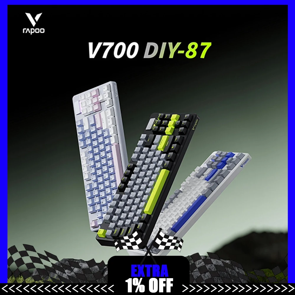 Rapoo V700DIY-87 メカニカルキーボード 3 モード 1KHz 長いバッテリー寿命 低遅延 RGB キーボード ガスケット ホットスワップ PC アクセサリー