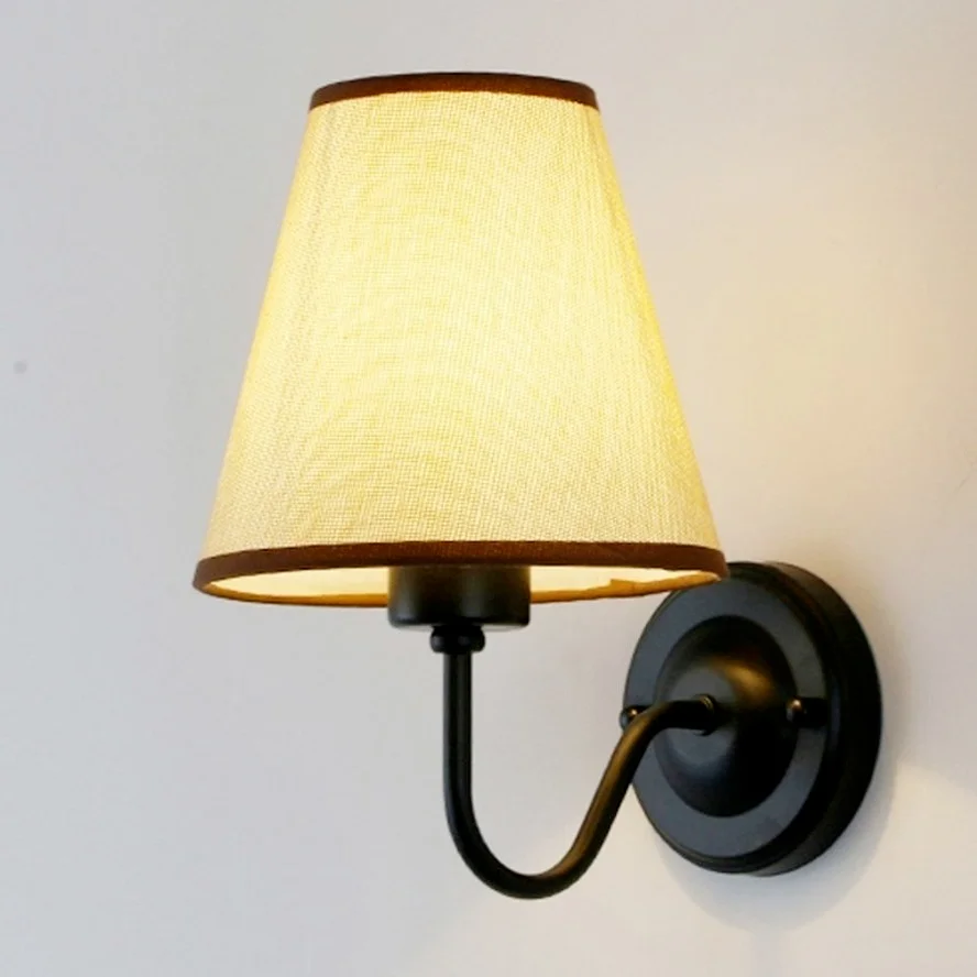 HZZKZZ E27 Retro wall lamp four colors lampshade fabric bedside lamp for bedroom living room decoration lamp 2021 new wall lamp