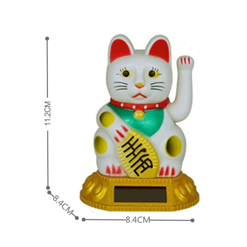 High Quality Car Decoration Lucky Cat 7.5*7.5*10.5 CM Decorative Supplies Gold Lucky Cat Ornaments Solar Powered