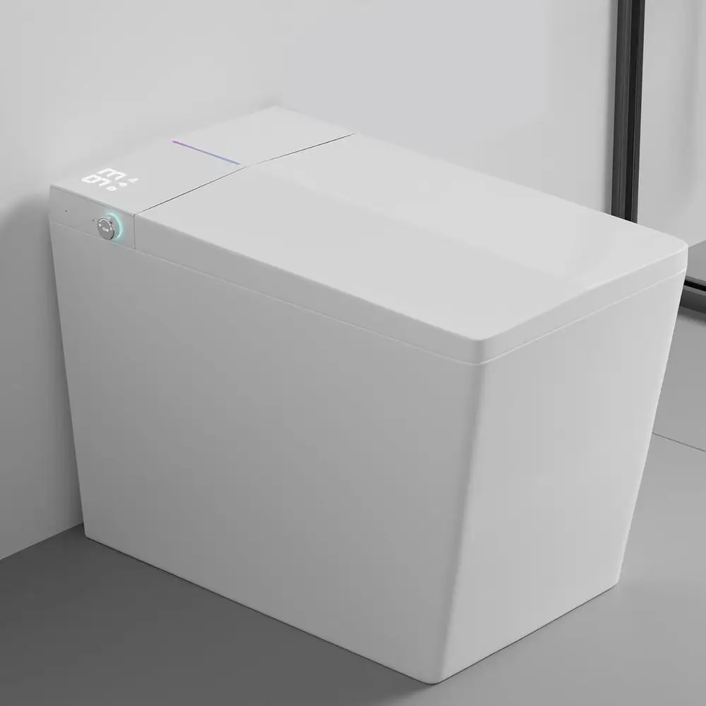 Square Smart Toilet with Tank Built-in,Square With Auto lush, Rectagnle Heated Bidet & Drying, Night Light Convenient or Seni, L