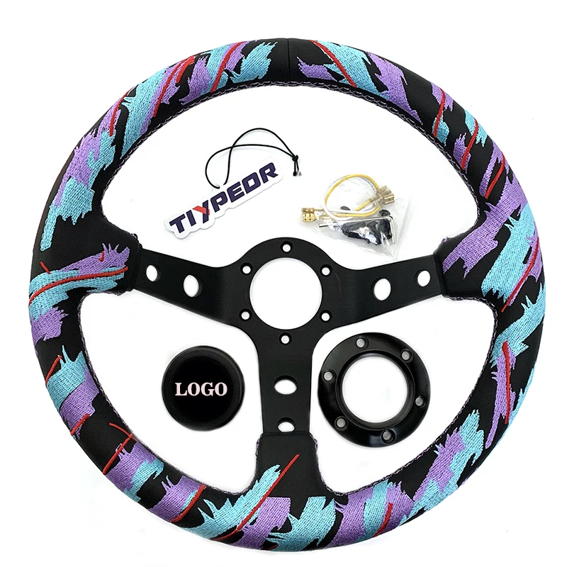 

Classic Volante Deep Dish Steering Wheel JDM Style Drifting Car Racing Sport Custom Car Steering Wheel