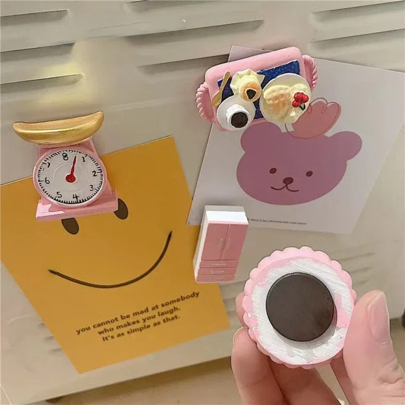 The Girl Is Cute Creative Resin Refrigerator Magnets Emulating Cake and Milk Mini Kitchen Utensils  Home Decor