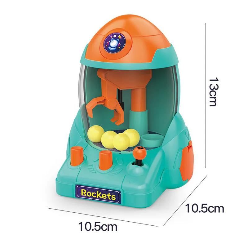 Children\'s Desktop Interactive Manual Toys Baby Kids Space Rocket Mini Doll Claw Machine Ball Catcher Game Candy Machine Random