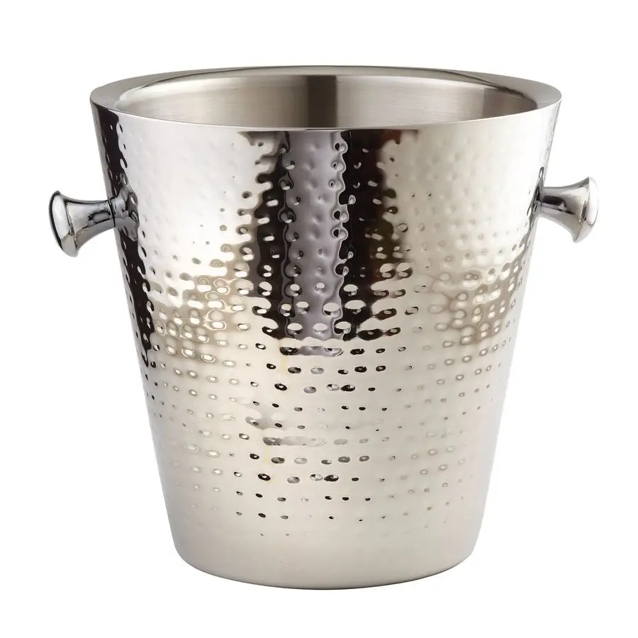 

Hammered Stainless Steel Doublewall Champagne Bucket, 9, Silver