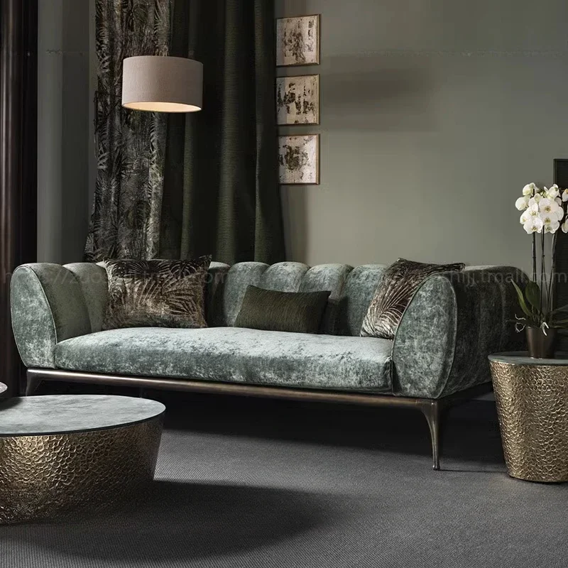 Velvet European Couch Sofa Double Large Stretch Italian Lounge Couch Sofa Modern Style Big Divano Soggiorno Room Furniture