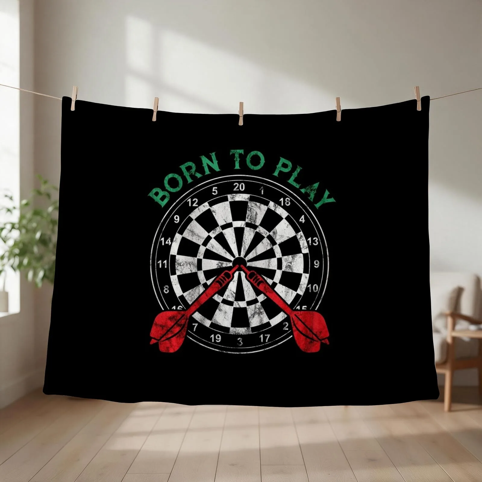 Born to play darts Throw Blanket couch cozy soft plush fuzzy picnic outdoor blanket