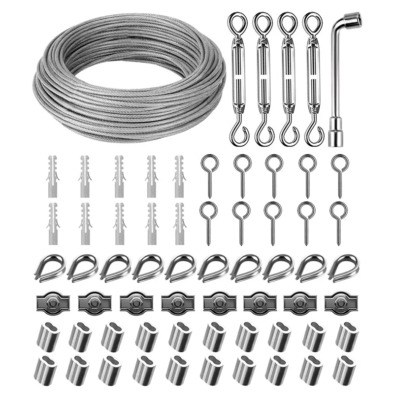 AC17-304 Stainless Steel Tension Wire Steel Wire Covered With Eyelet Tensioning Kit, Turnbuckle