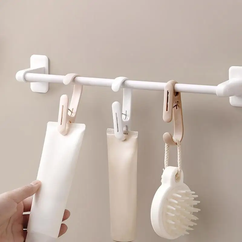 10pcs Multi-Purpose Hanging Clips Hooks Portable Plastic Clamps For Home Kitchen Bathroom Towel Curtain Storage Supplies