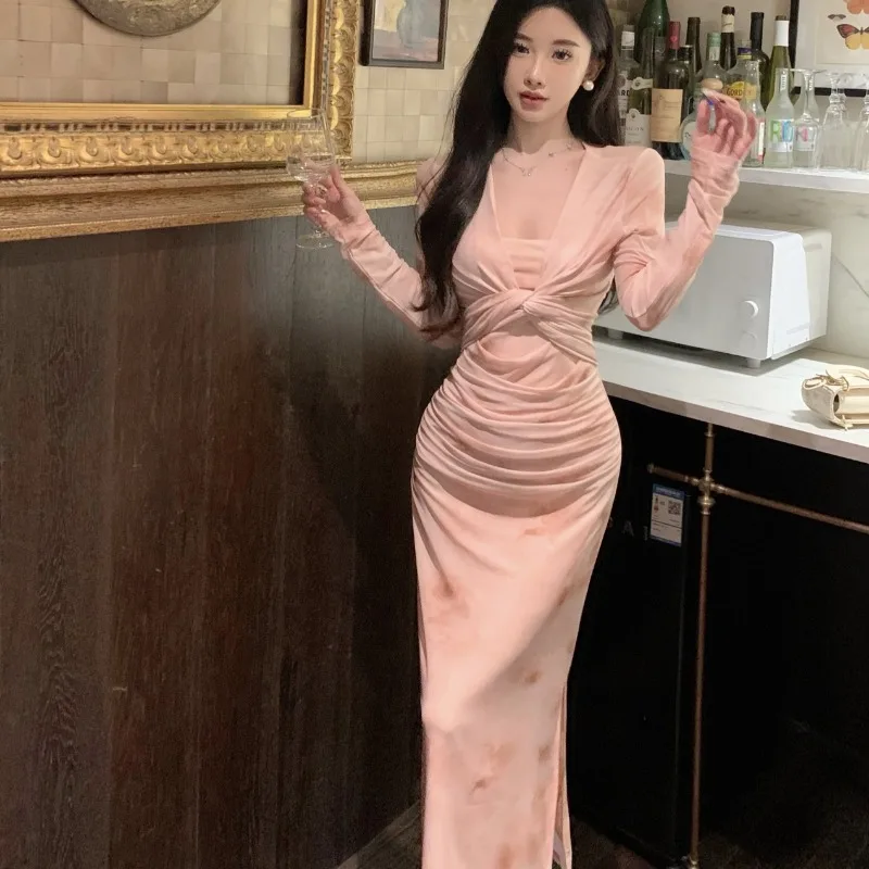 Matakawa 2 Stück Frauen kleider drucken Blumen Strand Stil elegante süße Vestidos Mujer koreanische Mode Vintage langes Kleid