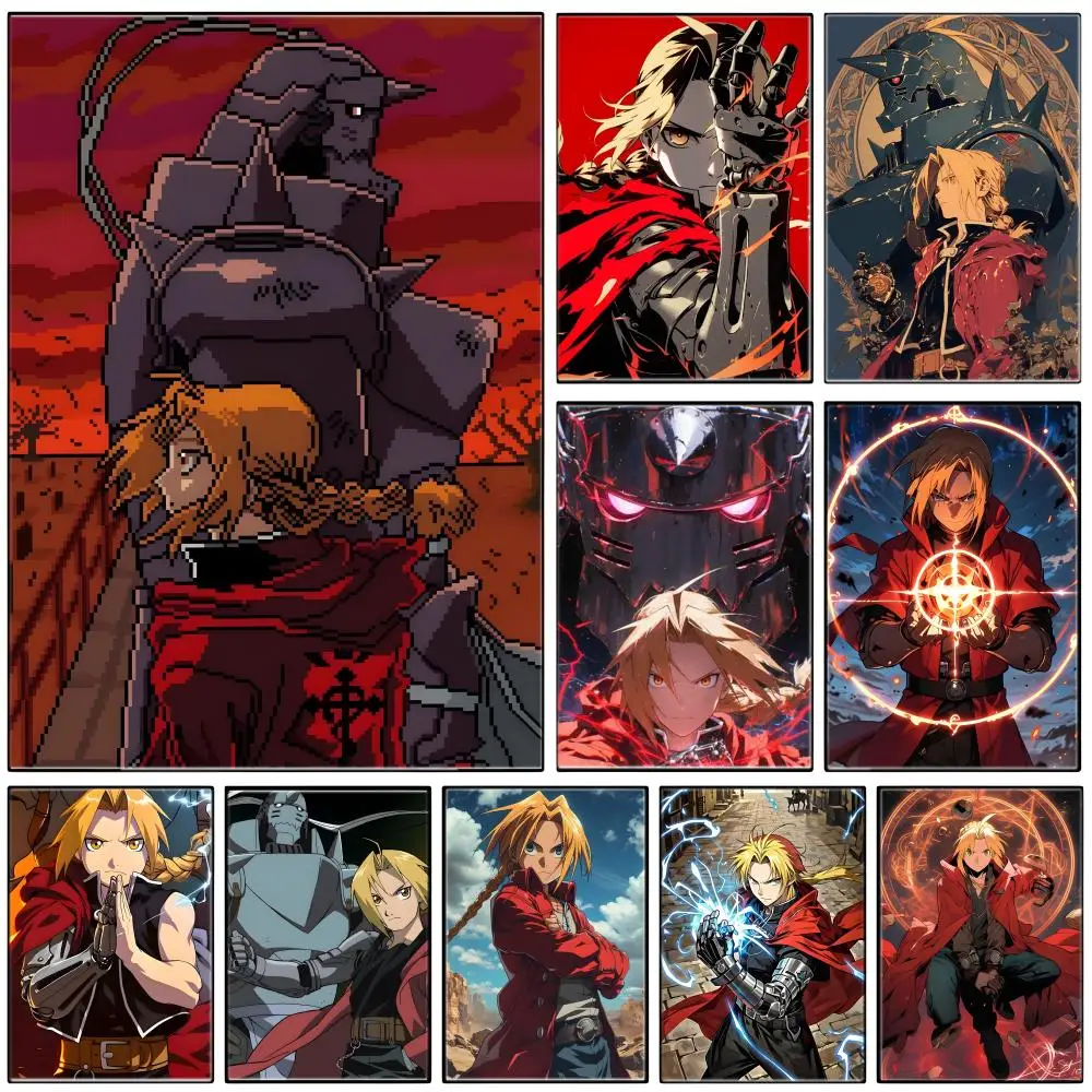 Dark Fantasy Anime F-Fullmetal A-Alchemist Poster  Self-adhesive Art Waterproof Paper Sticker Coffee House Bar Room Wall Decor