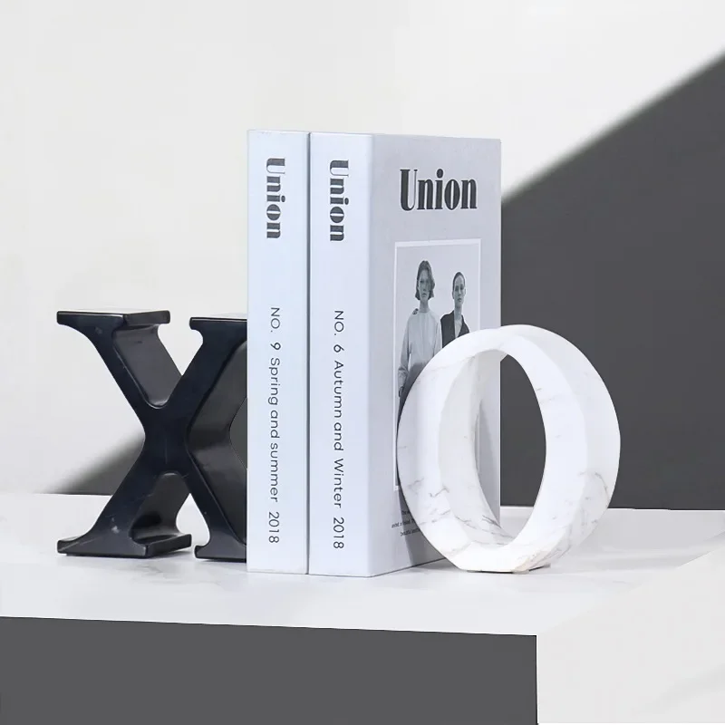 Natural marble XO letter book file design ornament home hotel desktop book stand office book stand decoration