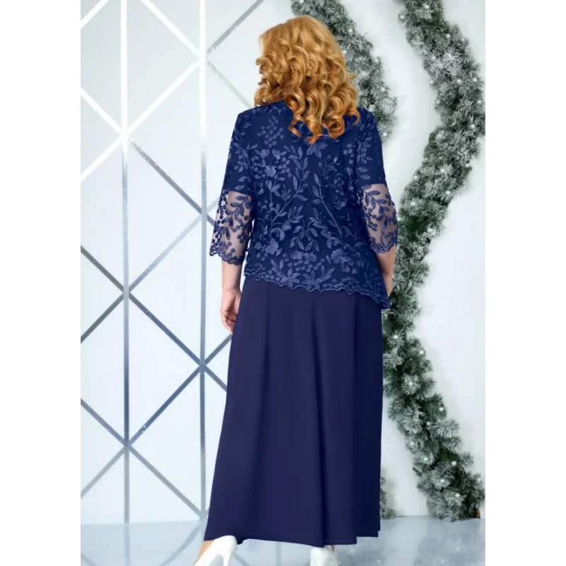 2023 Summer Plus Size Dresses Female Patchwork Embroidered Lace Chiffon Dresses Women Ladies Slim-fit Cocktail Clothing