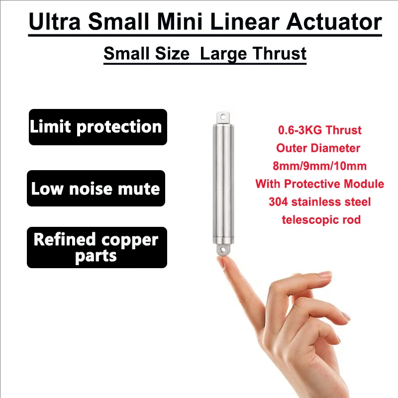 Mini Atuador Linear Retrátil Tipo Caneta 8/9/10mm Diâmetro Externo Metal Elétrico Max Carga 3kg Para Caminhão RC Carro Barco Brinquedo