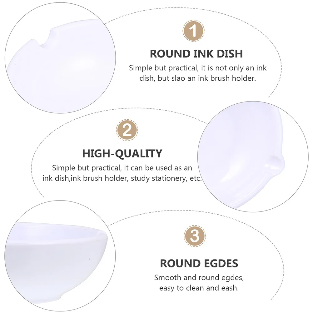 

2pcs Multifunctional Ink Dishes Imitation Porcelain Calligraphy Ink Dish Pen Holder Durable Simple Design White Fast Delivery