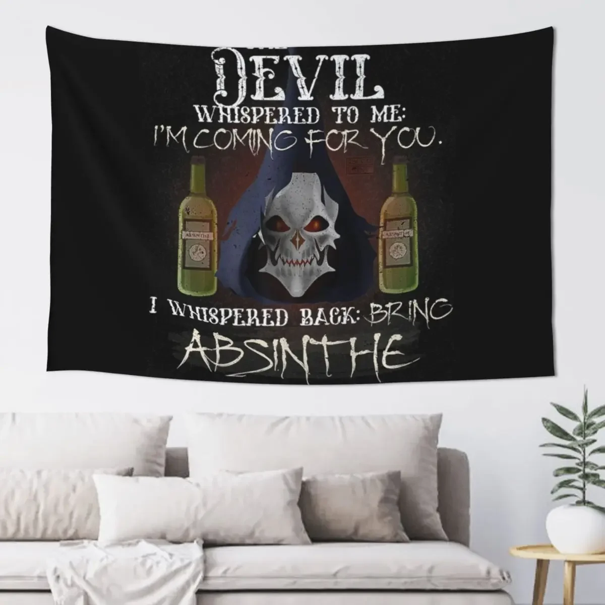 COOL GRUNGE ABSINTHE DEVIL WHISPERED BRING ALCOHOL Tapestry Wall Hangings Decoration Aesthetic Room Decor Room Design Tapestry