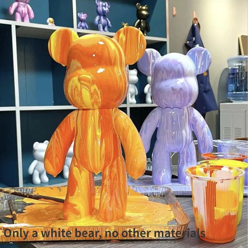 Creative Fluid Bear Handmade DIY Painting Violent Bear Sculpture White Mold Doll Figurine Toys Animal Bear Home Decor Ornaments