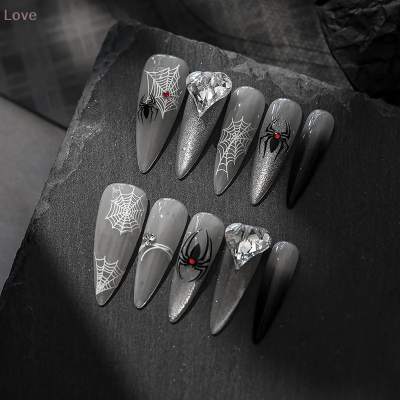 [L&P] 1 ورقة ثلاثية الأبعاد العنكبوت ذاتية اللصق مسمار الفن ملصقات العنكبوت ويب مسمار ملصقات فنية للزينة مانيكير