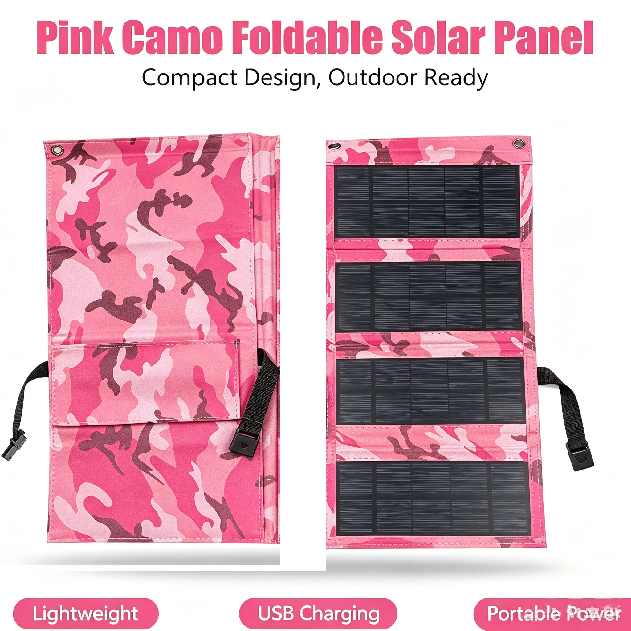 100W Solar Panel Portable Folding Pink Charger Inverters USB DC Output Outdoor Power HybridGenerator for Camping RV