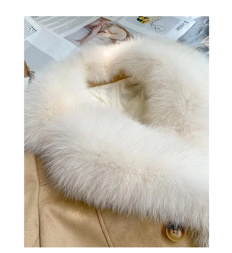 2023 Winter Natural Fox Fur Sheepskin Coat Fashionable Luxury Down Coat Young Women\'s fur jacket Elegant leather jacket fur coat