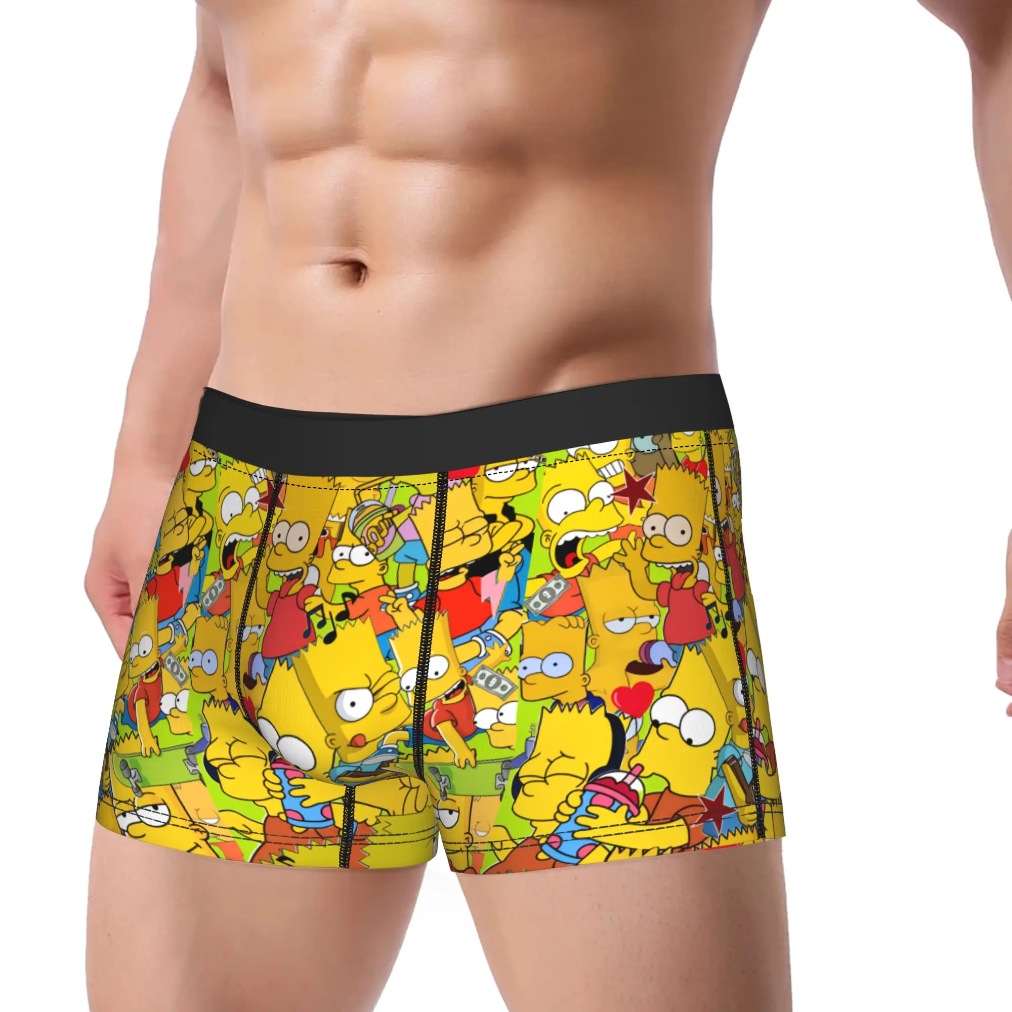 S-Simpsons Bart Character Collection Boxer Shorts 3D Pouch Underwear Hot Sale Custom Boxer Brief Elastic Men Panties Large Size