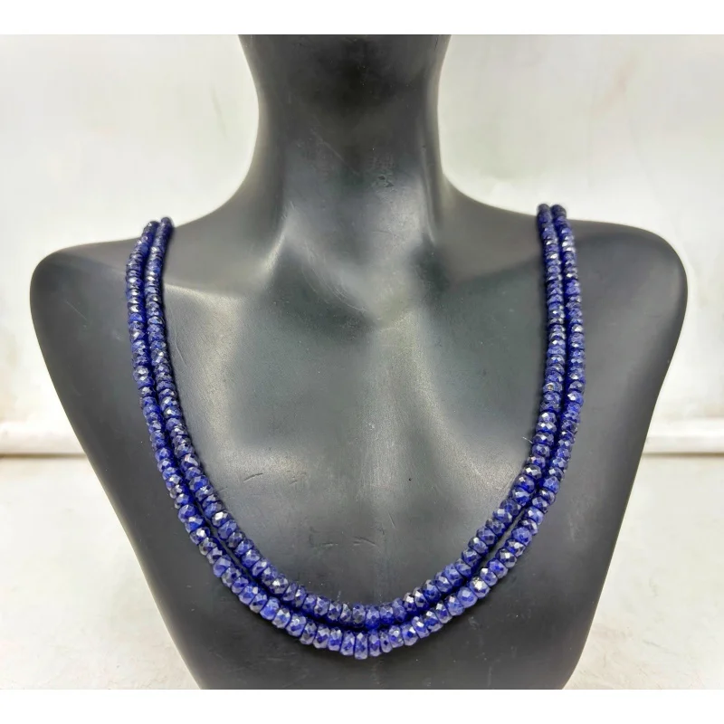 

Blue Sapphire Necklace 20” Two Line Round Faceted 4–5mm Sterling Silver