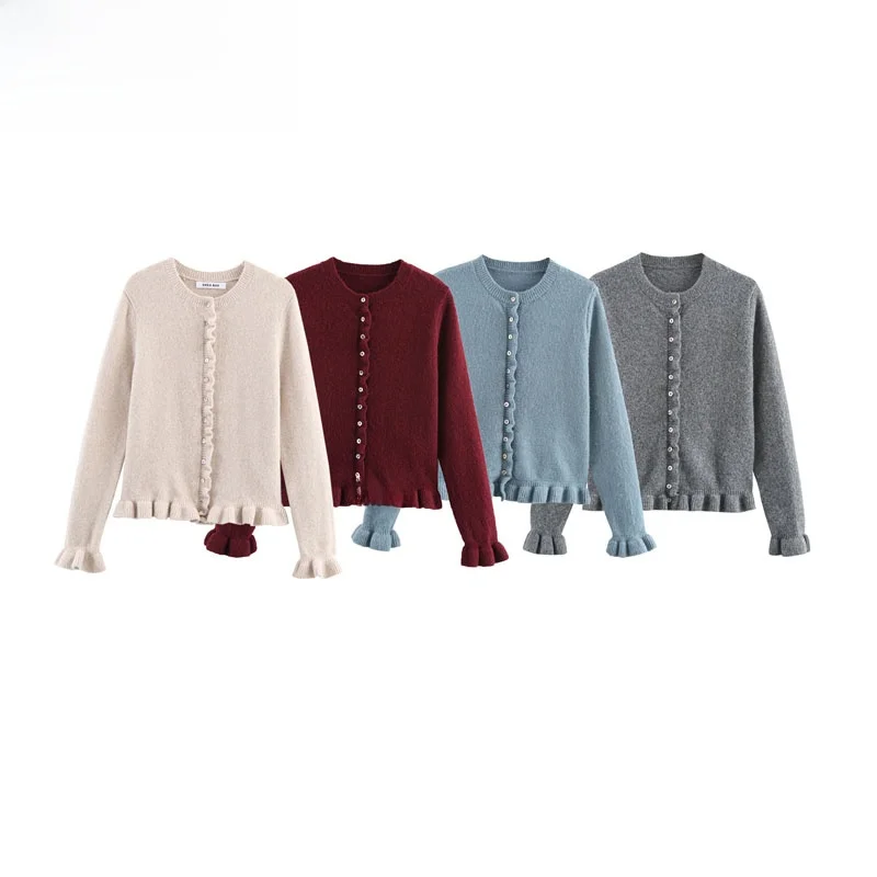 

Модный многослойный декоративный круглый трикотаж Ne Long Sve Jaet Street Sle из полиэфирного волокна, теплый кардиган для женщин