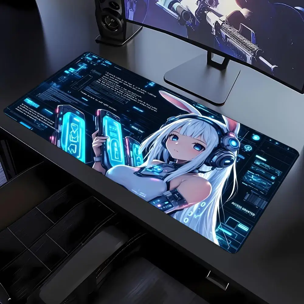Cyber Urban Anime Waifu Art Non‑Slip Rubber Mouse Pad For Accurate Mouse Control Gaming Laptop Desktop Leisure Sessions