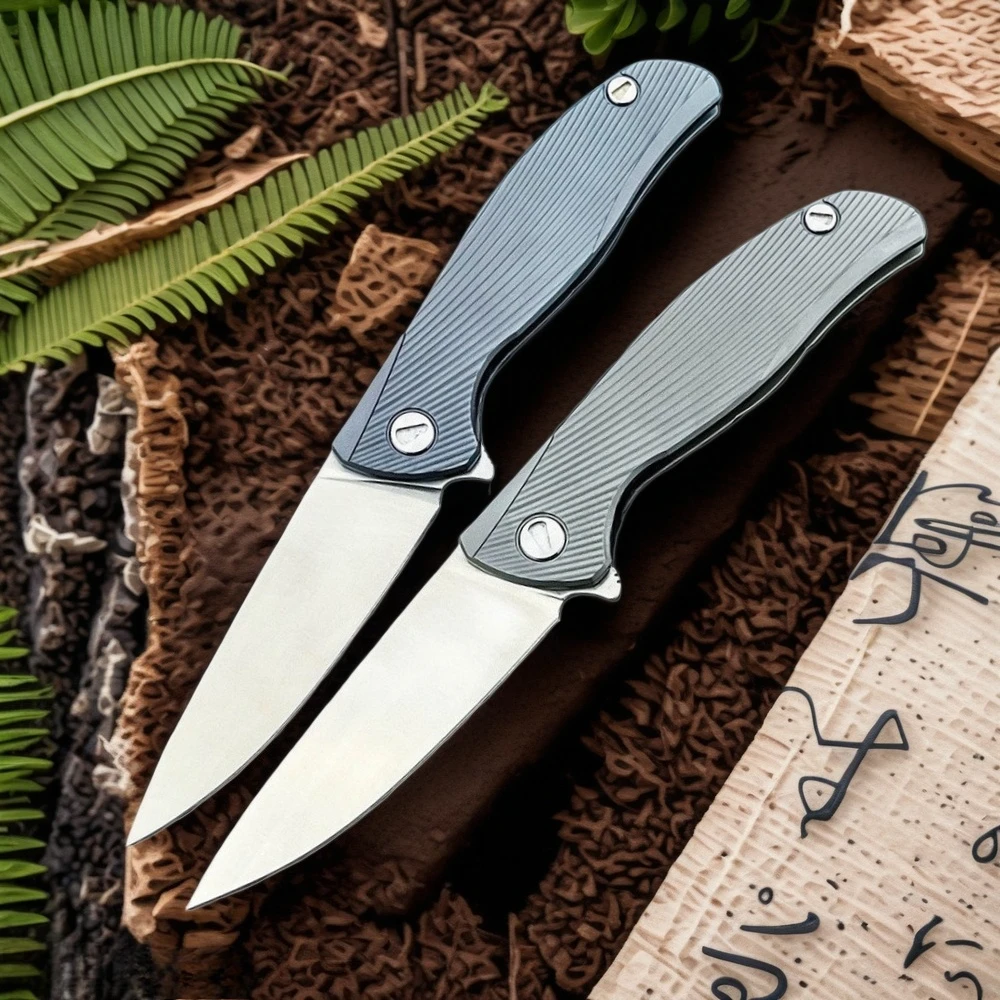 

High-Quality Outdoor Folding Knife with D2 Blade and Titanium Alloy Handle Jungle Exploration Mountaineering Camping Knives