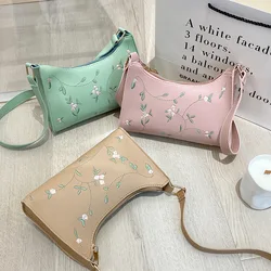 Borsa a tracolla in pelle PU borsa moda ricamata borsa semplice Versatile ascella borse per telefono da donna portafogli borsa ascellare pochette