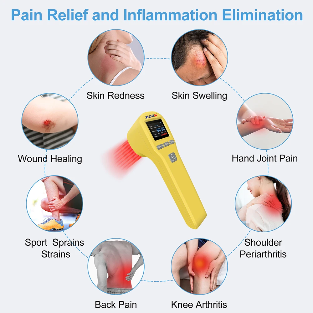 ZJZK instrumento de terapia láser portátil de bajo nivel para artritis, articulación, cuello, rodilla, espalda, lesiones deportivas, Terapia Física Láser fría