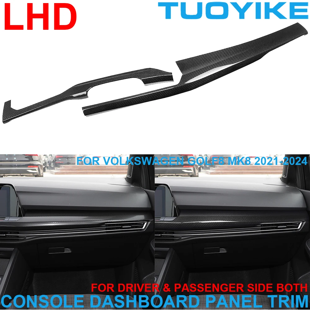 Car Real Dry Carbon Fiber Center Console Dashboard Instrument Panel Trim For Volkswagen GOLF 8 MK8 GTE GTI GTD R Line 2021-24