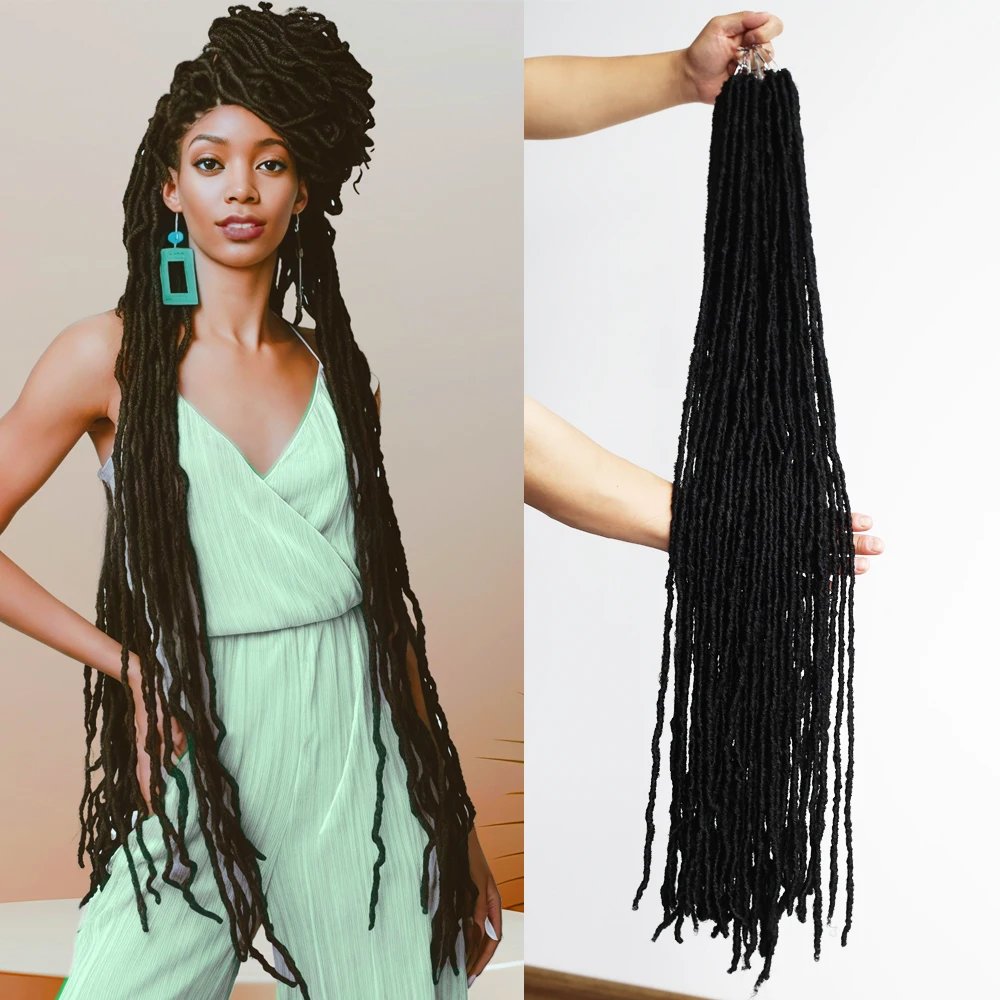 

Искусственные локоны Nu Locs 36 дюймов, 10 прядей, мягкие синтетические дреды для плетения, волосы для чернокожих женщин, для крючкового плетения