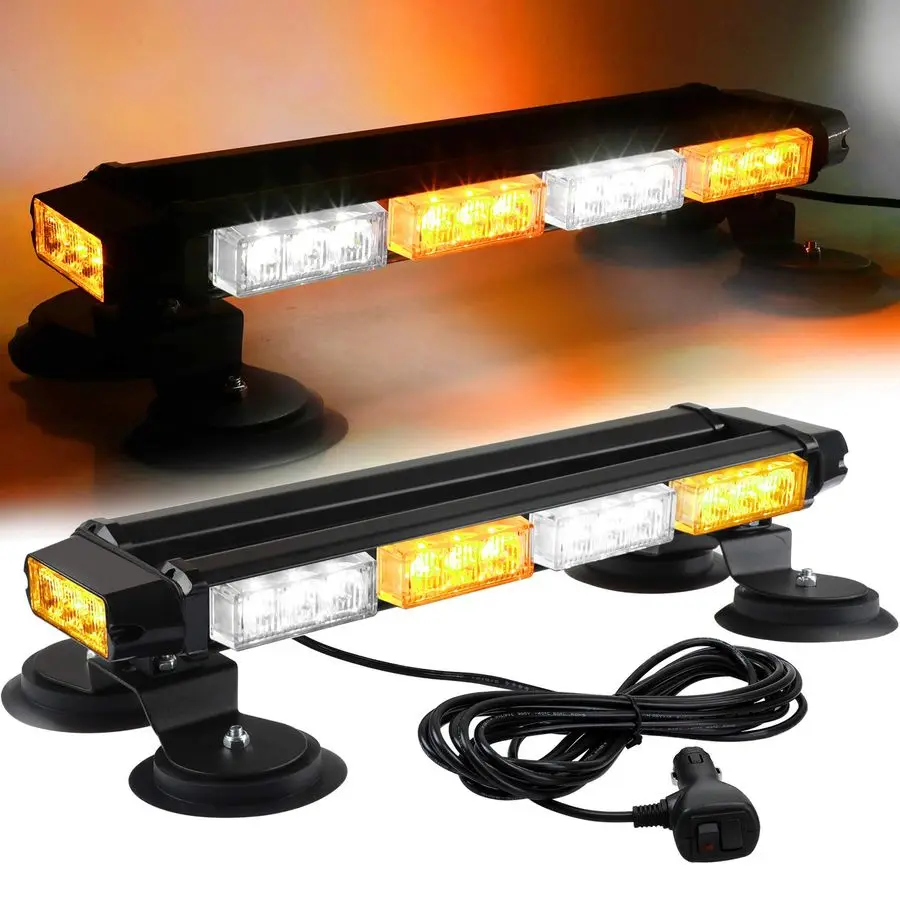 

16.8 Inch LED Strobe Flashing Light Bar, 26 Flashing Modes High Intensity Emergency Hazard Warning Beacon Lights with Magnetic B