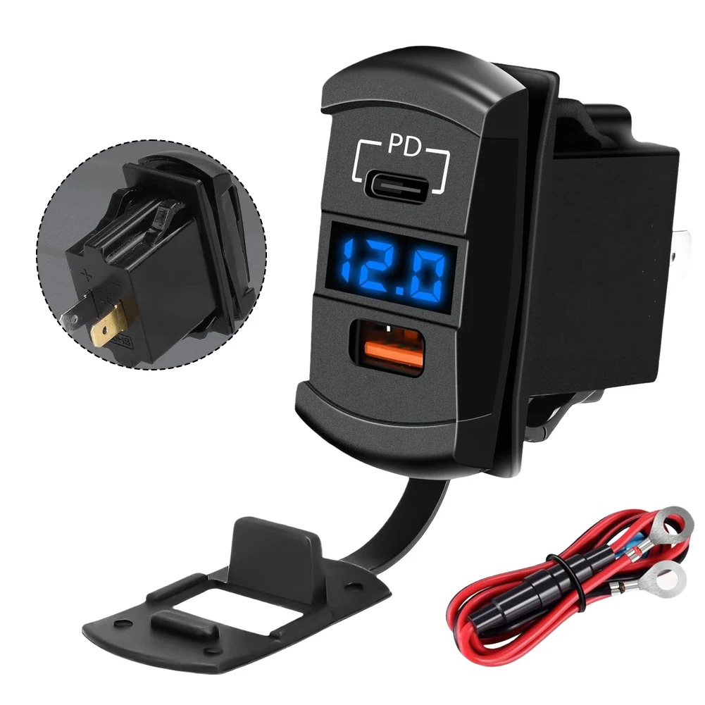 USB Car Charger Dual Port with Digital Display for QC3 0 PD Fast Charging Compatible with 12V 24V Cars Vans and Motorcycles - view 3