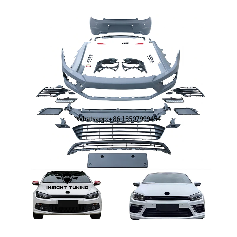 

High Quality New Car Accessories Front Bumper Grille Clips for VW Scirocco 2010-2015 Priming Paint Body Kit Upgrade
