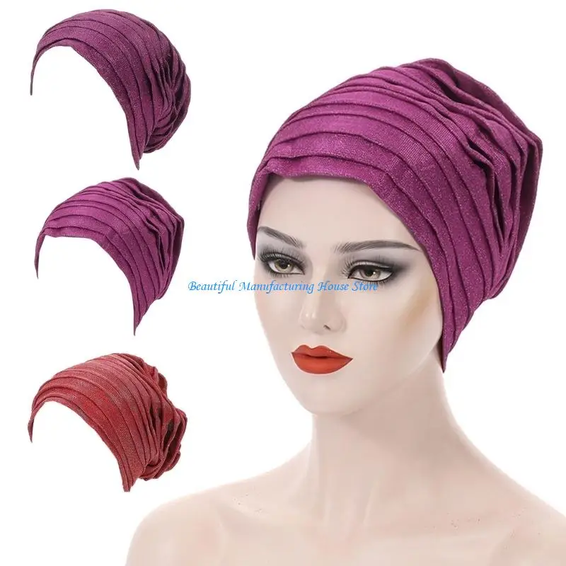 E56A Stylish Stretch Hijab Head Wrap Glitter Hijab Turban for Women Hair Accessory Comfortable Glitter Head Scarf Wrap