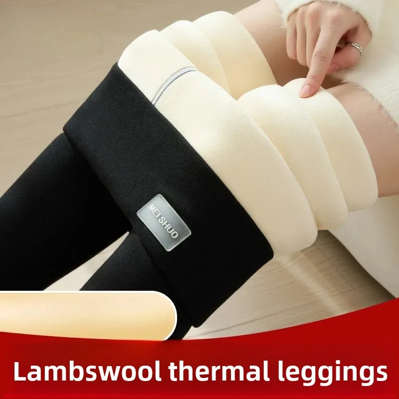 여성용 겨울 스트레치 레깅스 플러스 벨벳 하이웨이스트 따뜻한 패션 탄력성 힙업 보온 두꺼운 슬림 바지